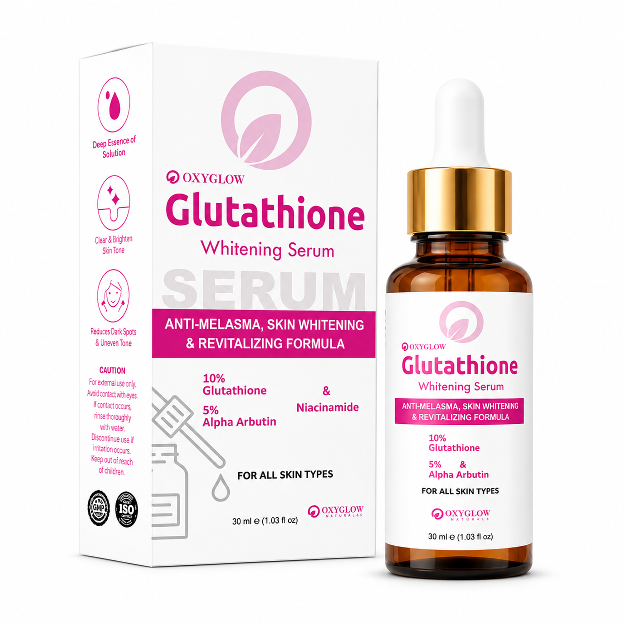 OxyGlow Glutathione Whitening Serum 10% + Alpha Arbutin 5% with Niacinamide