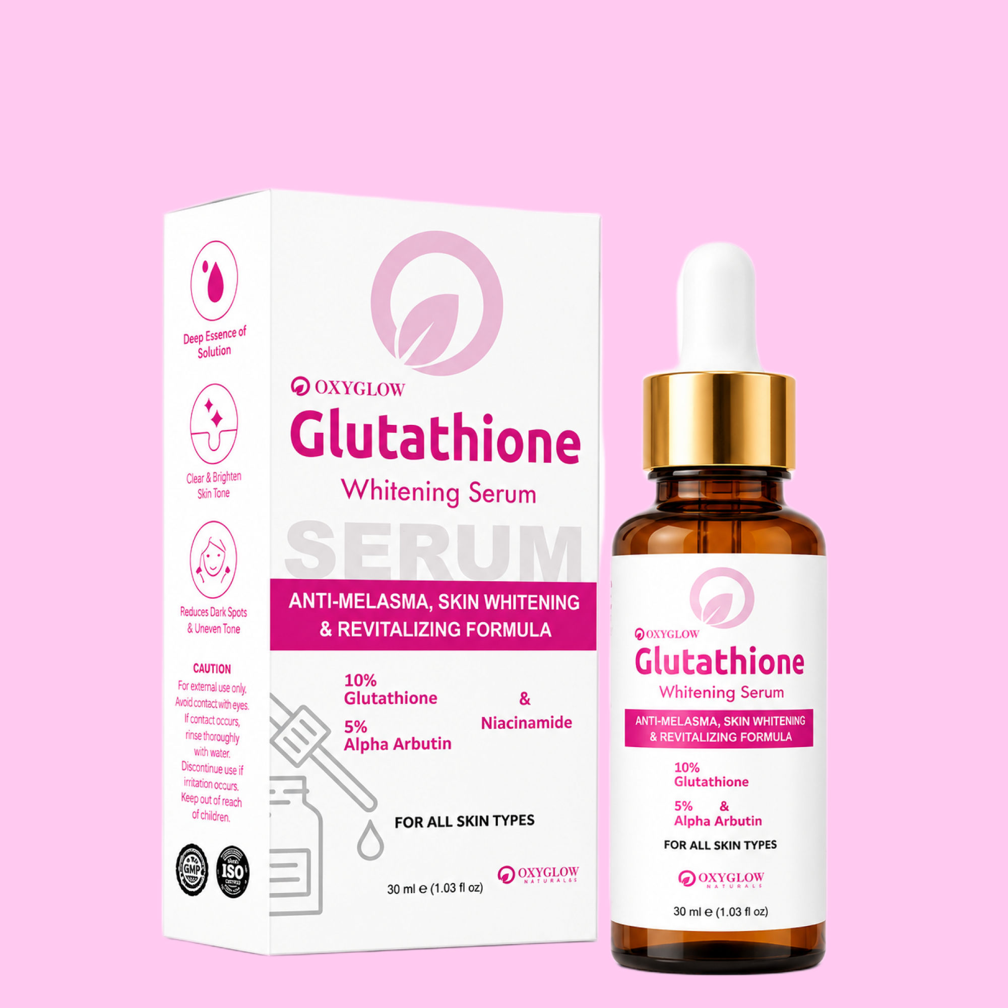 OxyGlow Glutathione Whitening Serum 10% + Alpha Arbutin 5% with Niacinamide