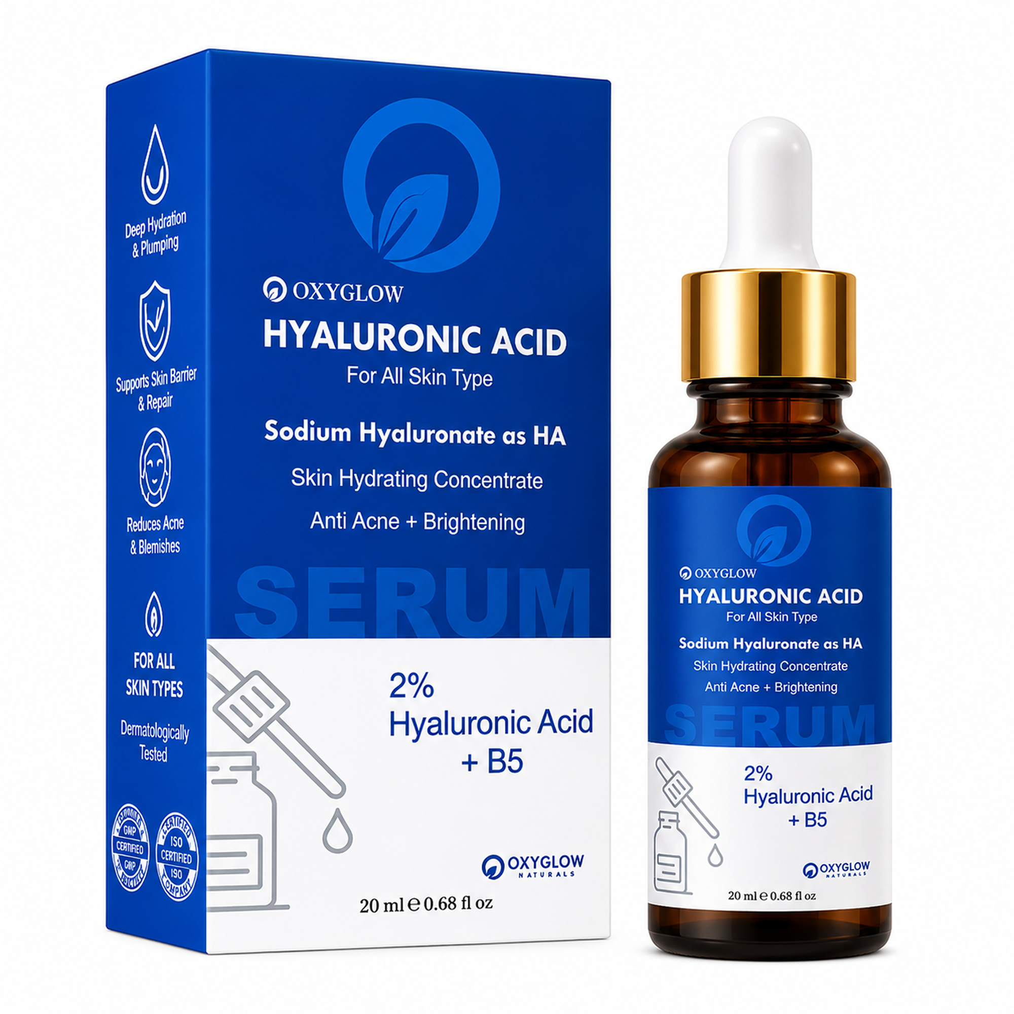 OxyGlow 2% Hyaluronic Acid Serum with Vitamin B5 – Best Hydrating Face Serum
