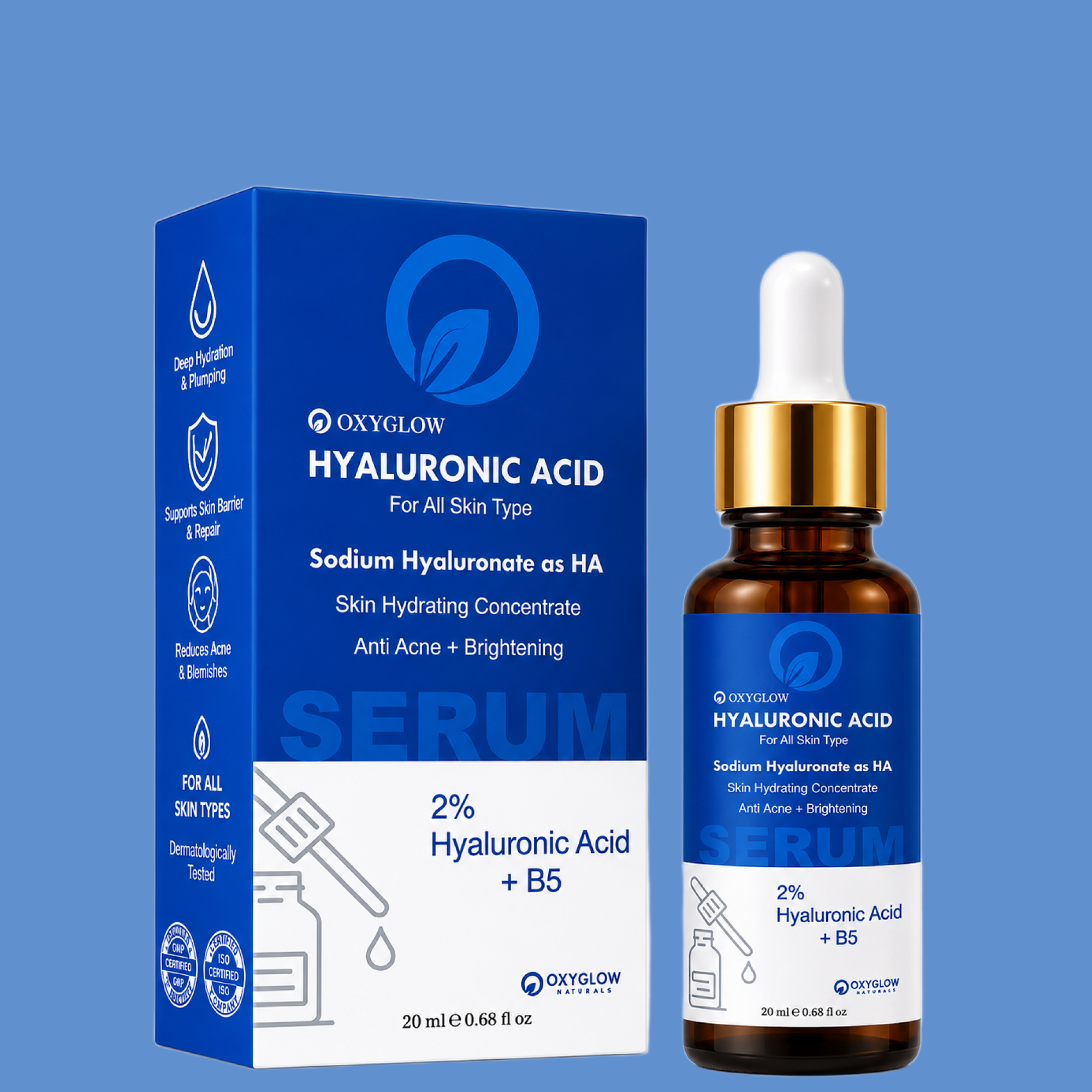 OxyGlow 2% Hyaluronic Acid Serum with Vitamin B5 – Best Hydrating Face Serum